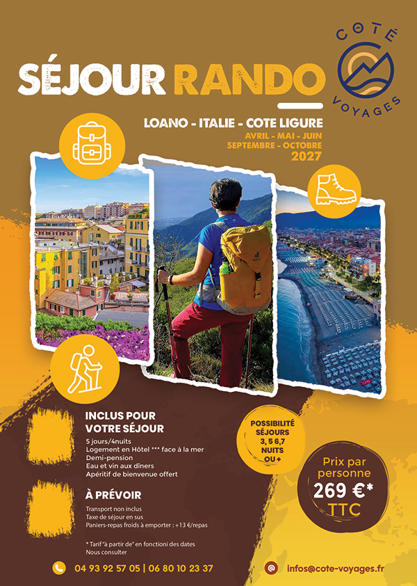 Séjour Rando à Loano 2027 : cap sur la Riviera Ligure avec Côté Voyages